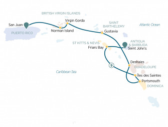 Маршрут круиза «Краски Карибского моря: от Антигуа до Сан-Хуана»