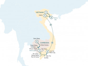Маршрут круиза «Сокровища и храмы Вьетнама и Камбоджи»
