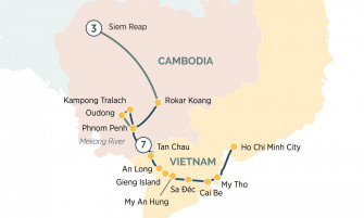 Маршрут круиза «Роскошный Меконг и Сиемреап»
