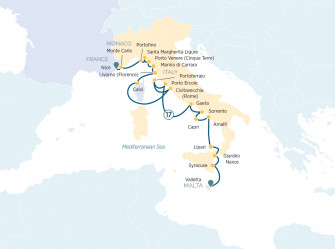 Маршрут круиза «Живописные берега Средиземноморья »