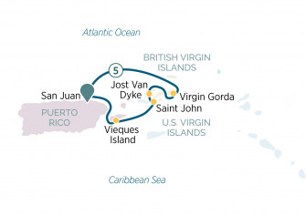 Маршрут круиза «Пляжи Виргинских островов»
