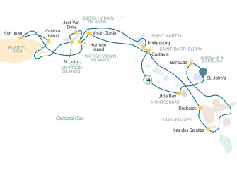 Маршрут круиза «Круиз на яхте по Карибским островам »