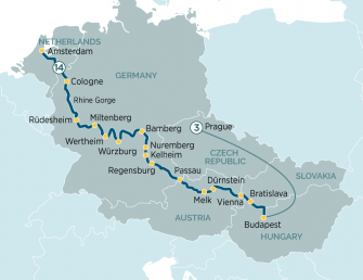 Маршрут круиза «Великолепие Европы и Прага»