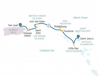 Маршрут круиза «Круиз на яхте по Карибским островам »