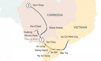 Маршрут круиза «Роскошный Меконг и Сиемреап»