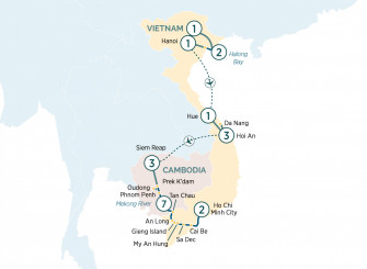 Маршрут круиза «Гранд тур по Вьетнаму и Камбодже»