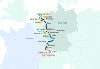 Маршрут круиза «Замки и виноградники Рейна и Мозеля»