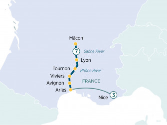 Маршрут круиза «Лион, Прованс и Ницца»