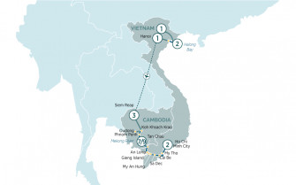 Маршрут круиза «Сокровища и храмы Вьетнама и Камбоджи»
