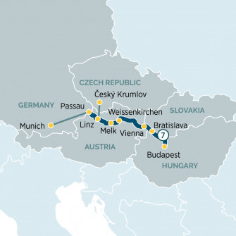 Маршрут круиза «Исследуем Дунай »