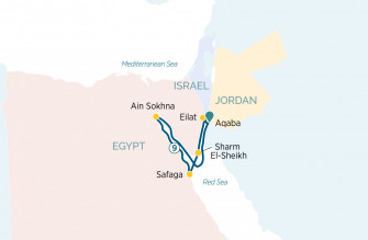 Маршрут круиза «Древние чудеса Израиля, Египта и Иордании»
