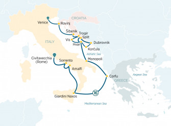 Маршрут круиза «Открытие Адриатики: от Венеции до Рима»
