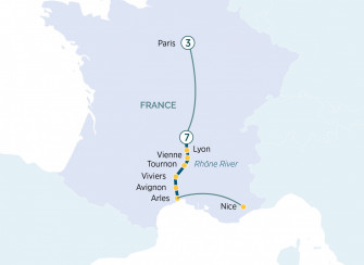 Маршрут круиза «Лион, Прованс и Париж»