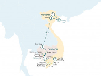 Маршрут круиза «Сокровища и храмы Вьетнама и Камбоджи»