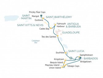 Маршрут круиза «Восточные Карибы и Гренадины»