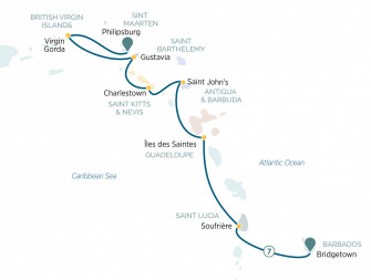 Маршрут круиза «Восточные Карибы и Сен-Бартелеми»