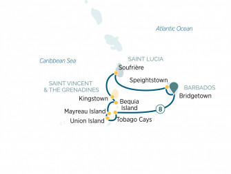 Маршрут круиза «Пляжи Гренадин»
