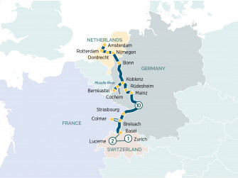 Маршрут круиза «Замки и виноградники Рейна и Мозеля. Комбинированный тур со Швейцарией»