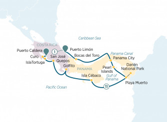 Маршрут круиза «Коста-Рика и Панама от Атлантического до Тихого океана через Панамский канал»