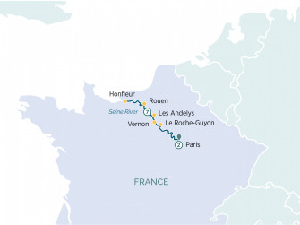Маршрут круиза «Праздничное настроение Парижа, Сены и Нормандии»