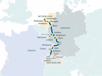 Маршрут круиза «Замки и виноградники Рейна и Мозеля»