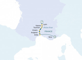 Маршрут круиза «Весна в Лионе, Провансе и Ницце»