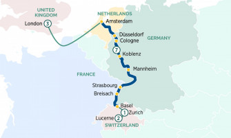 Маршрут круиза «Цюрих, сокровища Рейна и Лондон »
