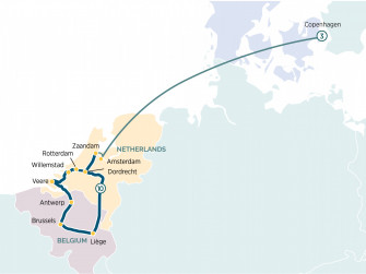 Маршрут круиза «Круиз по Бельгии и Нидерландам: комбинированный тур с Копенгагеном»