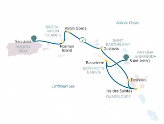 Маршрут круиза «Круиз на яхте по Карибским островам »