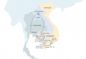 Маршрут круиза «Тур по Юго-Восточной Азии и круиз по реке Меконг»