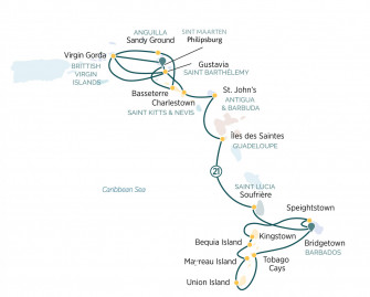 Маршрут круиза «Эпическое путешествие: от Барбадоса до Сен-Мартена»