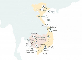 Маршрут круиза «Гранд тур по Вьетнаму и Камбодже с шеф-поваром Чанти Йен»