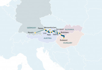 Маршрут круиза «Исследуем Дунай и Будапешт»