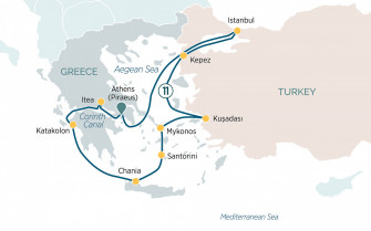 Маршрут круиза «Греческие острова, Коринфский канал и Босфор»
