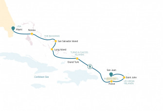 Маршрут круиза «Райские пляжи от Американских Виргинских островов до Багамских островов»