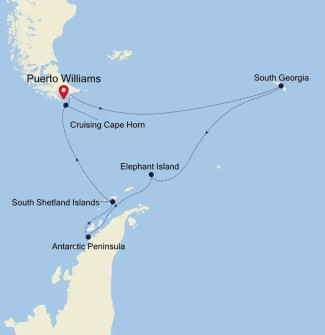 Маршрут круиза «Южная Георгия и Антарктический полуостров»