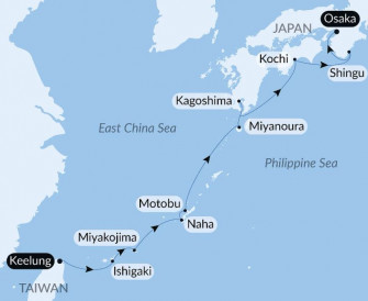 Маршрут круиза «Одиссея в сердце субтропических островов Японии»