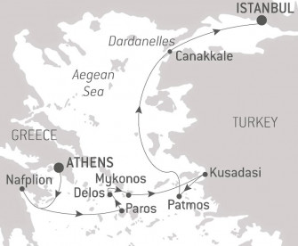 Маршрут круиза «Круиз по Эгейскому морю: Турция и греческие острова — с Smithsonian Journeys»