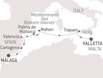 Маршрут круиза «Пиренейский полуостров и Сицилия»