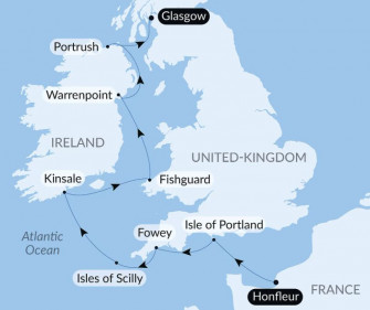 Маршрут круиза «Ла-Манш и Ирландское море»