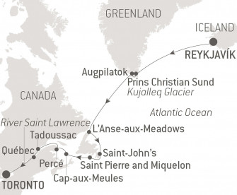 Маршрут круиза «Природные чудеса Гренландии и Канады»