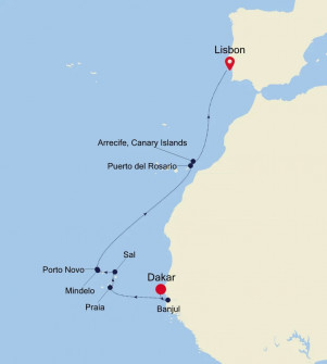 Маршрут круиза «Из Дакара в Лиссабон»