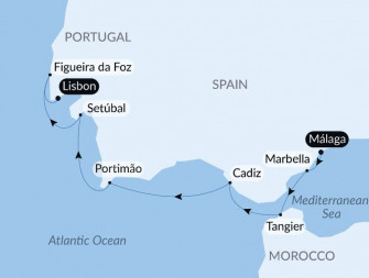 Маршрут круиза «Пиренейский полуостров и Марокко»