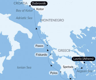 Маршрут круиза «Путешествие по островам из Афин в Дубровник»