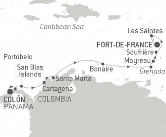 Маршрут круиза «Панама, Колумбия и Карибские острова»