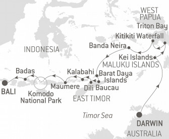 Маршрут круиза «Островные сокровища Индонезии и Восточного Тимора»