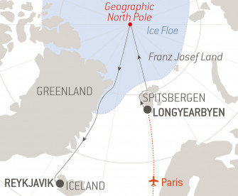 Маршрут круиза «Географический Северный полюс»