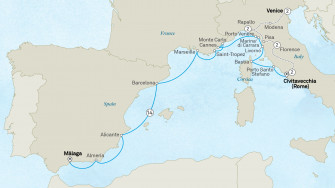 Маршрут круиза «Средиземноморская одиссея со вкусом Италии: комбинированный тур»