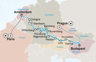 Маршрут круиза «Рождество и Новый год, Прага и Париж»