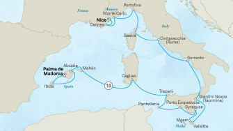 Маршрут круиза «Большое путешествие по Средиземноморью »